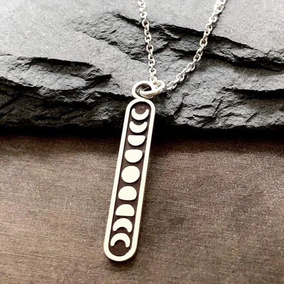 Sterling Silver Moon Phase Charm Necklace, 18" - Picture 4 of 8